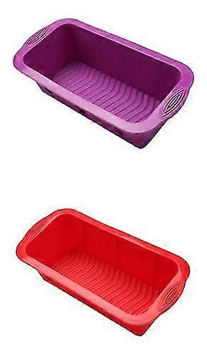 Rectangular Silicone Toast Long Bread Box Red Purple (2pcs)