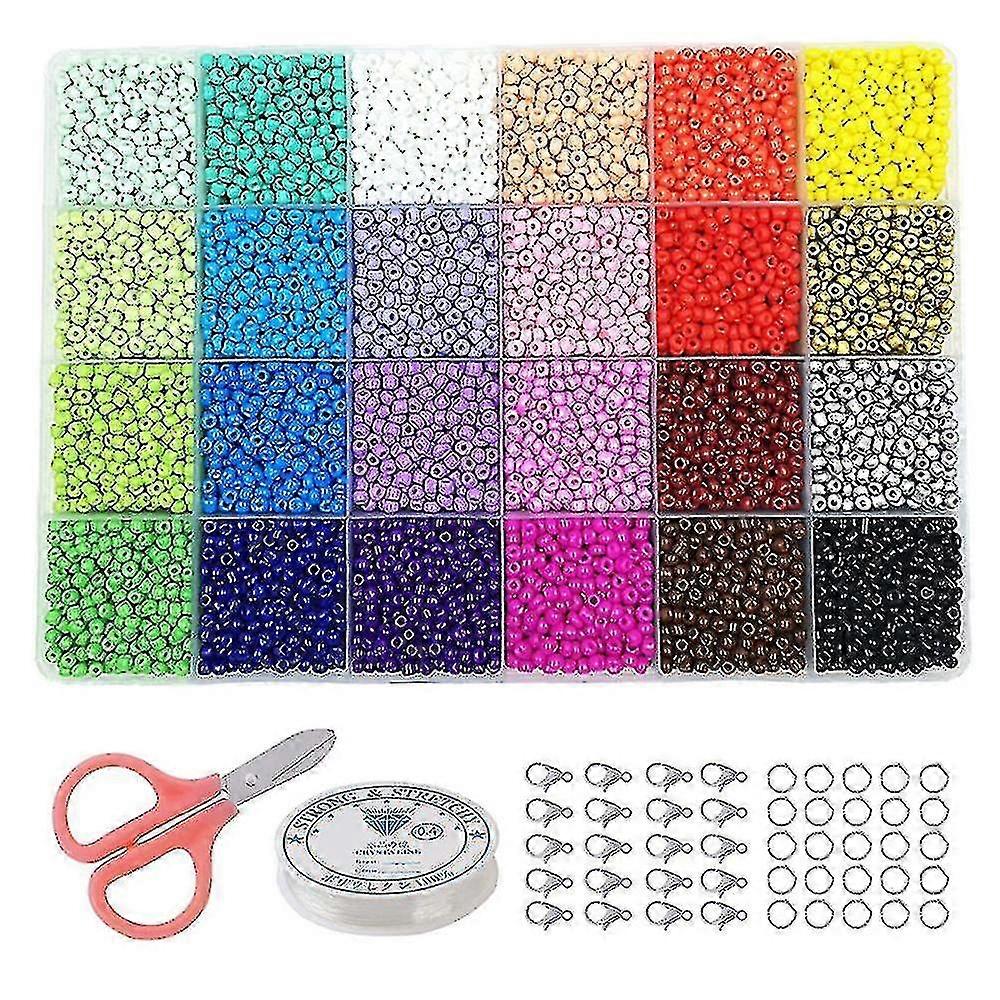 24000ks 2mm 24 barev skleněné perličky pro náramek šperky Making Kit