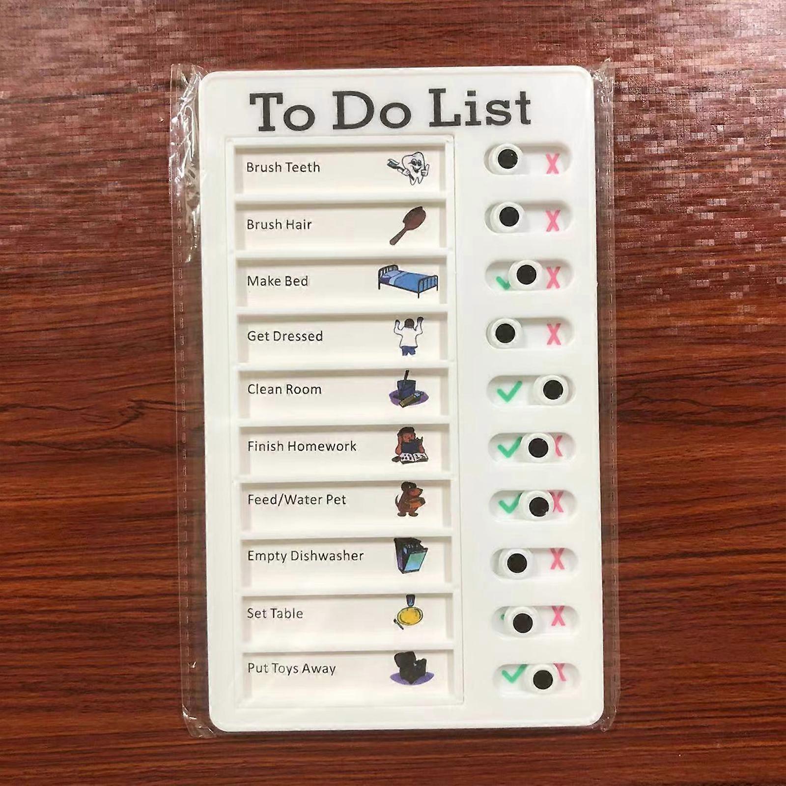 Chore Chart Memo Boards 20*12cm, Daily Task Planner Board Sliding Chore Chart Checklist Reminder to Do List Plastic WhiteBoard