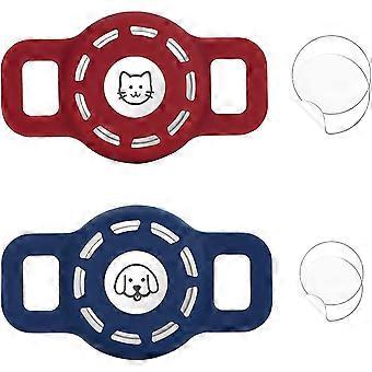 Airtag Cat Collar Holder For Apple Air Tag Cat Collar Holder Within 1/2 Inch, Airtag Dog Collar Holder, 2 Pack Airtag Protectorblack Red *white