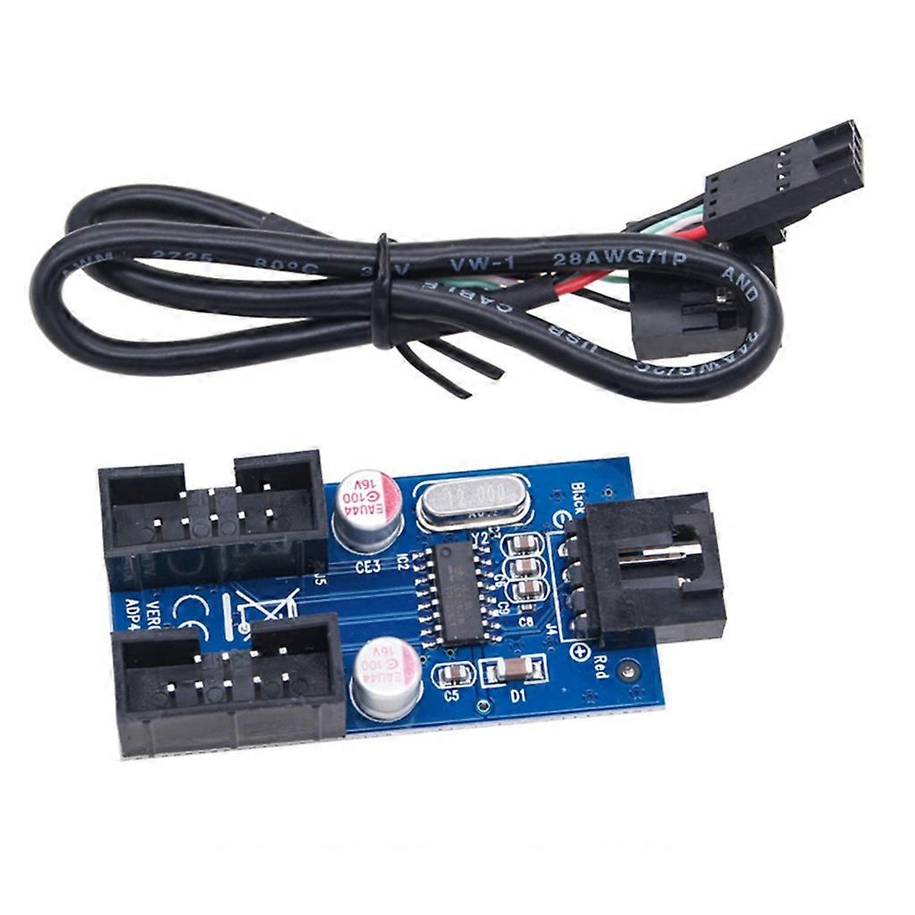 Motherboard 1 to 2 9-Pin USB HUB USB 2.0 9pin Connector Adapter Port Multilier