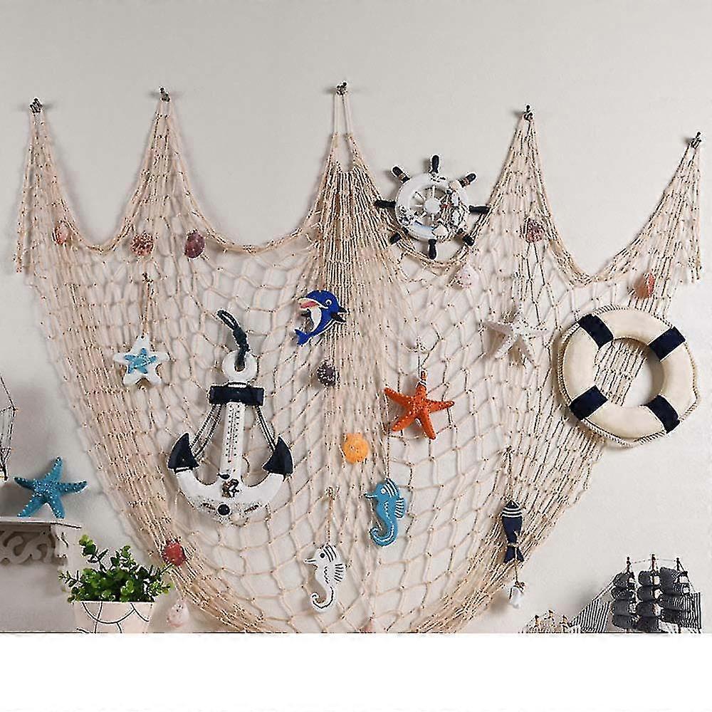 Decoração tema de praia de 78 polegadas cremosas da rede de pesca branca