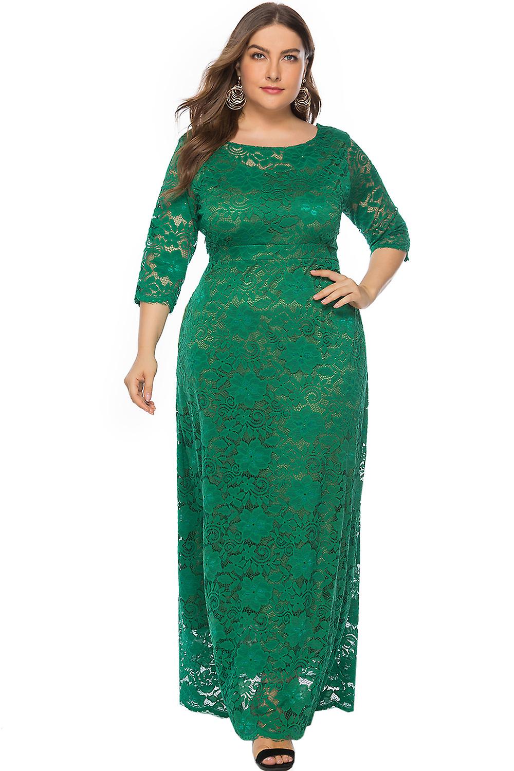 Women's Round Neck Lace Party Gown