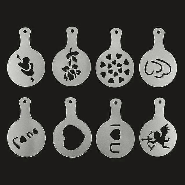 8 Pcs Household Kitchen Latte Mold Coffee Drawing Mold Printing Model Stencils Powdered Sugar Tools DIY Handmade Coffee Stencils