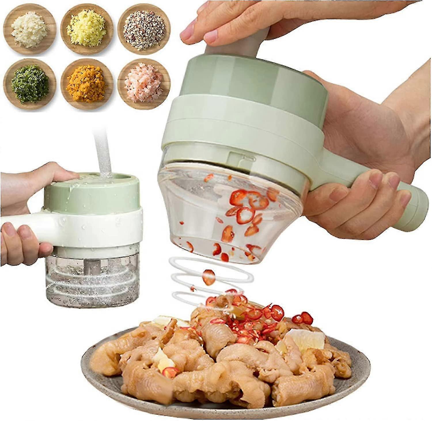 Handheld Electric Vegetable Chopper Slicer Dicer Cutter Set, Garlic Slicer,onion Chopper With Storage Container,mini Food Chopper For Garlic Pepper Ch