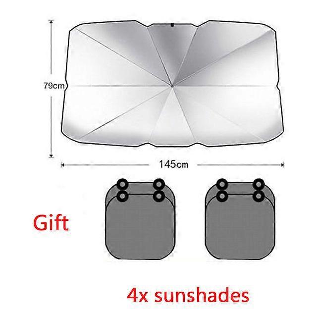 New Car Sunshade Umbrella Foldable Car Windshield Sun Shade Umbrella with Emergency Safety Hammer UV Protection Heat Insulation