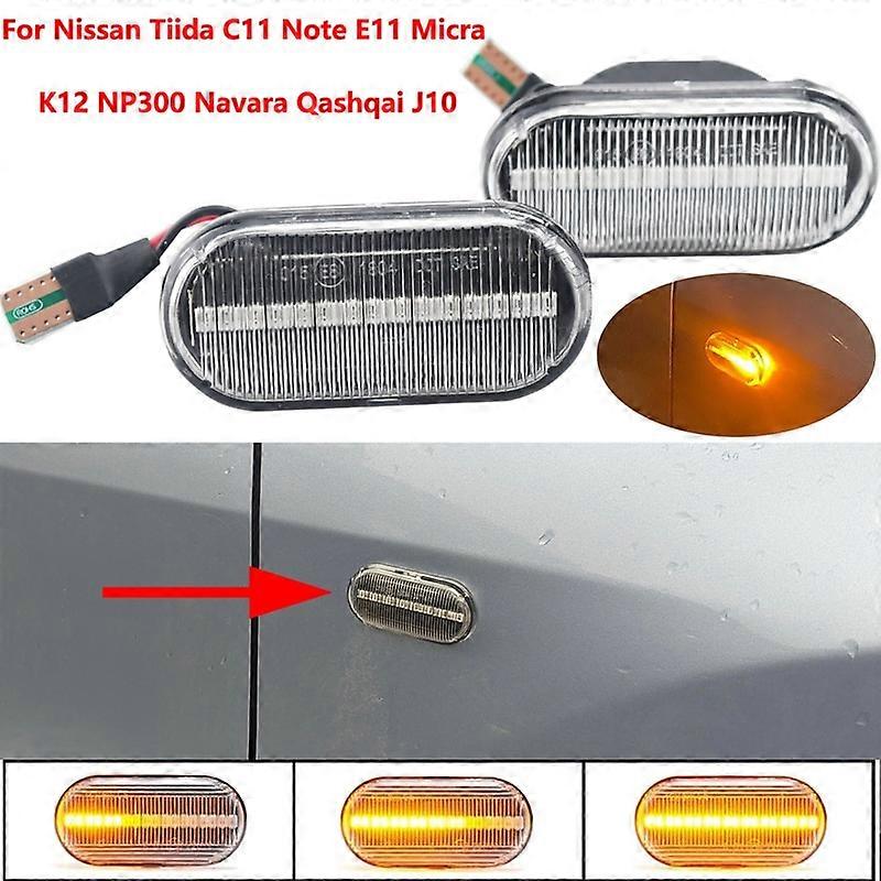For Nissan Tiida Note Micra Navara Qashqai Cube Camiones Dualis Frontier LED Dynamic Car Blinker Side Marker Turn Signal Lights Motor Vehicle Lighting