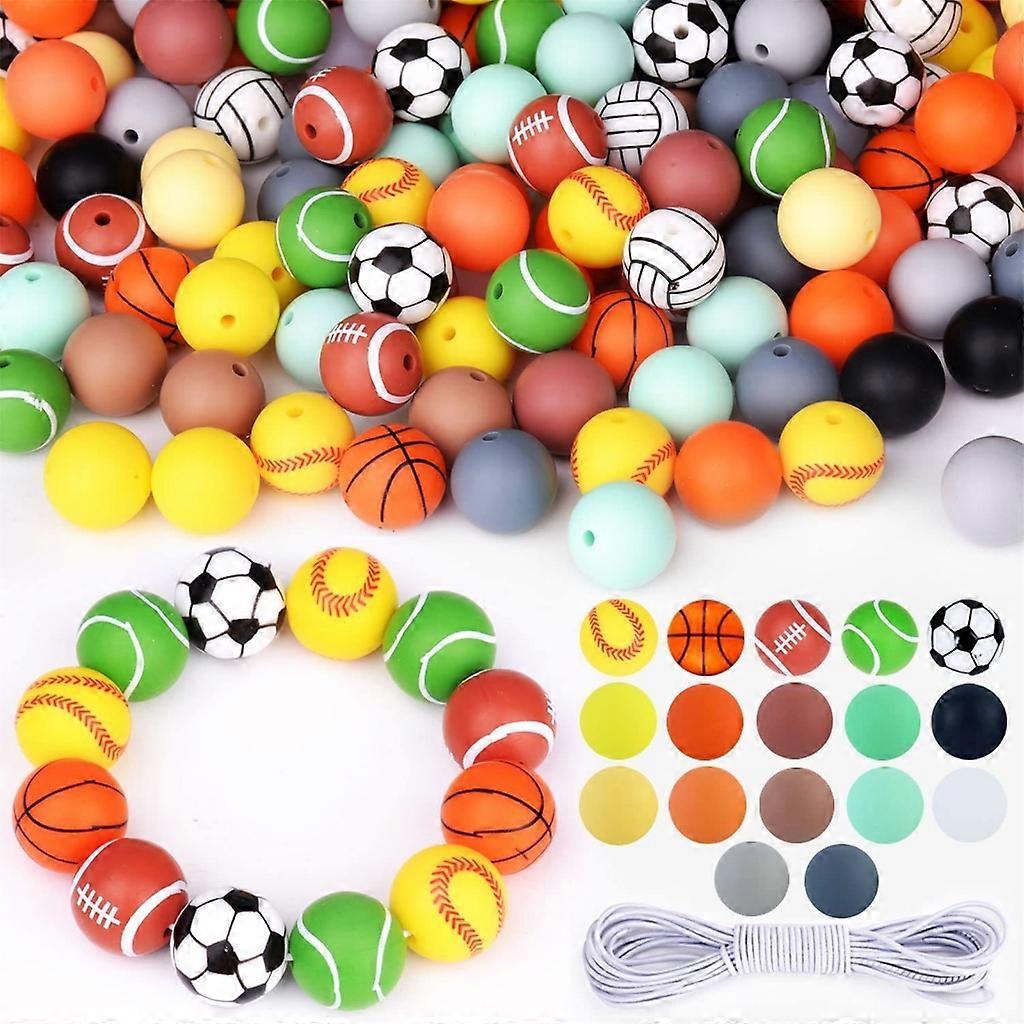 Silicone Loose Beads for Keychain Making Round Silicone Beads Making Kit