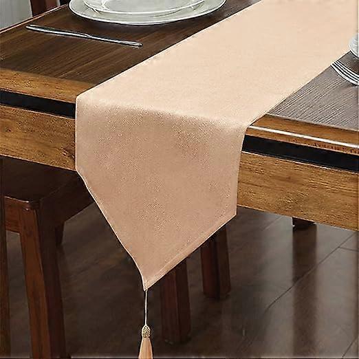 (Beige, 35 x 180 cm) Modern Linen Look Table Runner High Quality Waterproof Table Linen Table Runner for Party and All Year Round