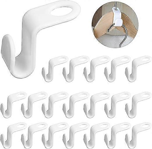 20 hanger connection hooks save space (white), magic hook wardrobe organization closet space saving cloth hanger connector hooks