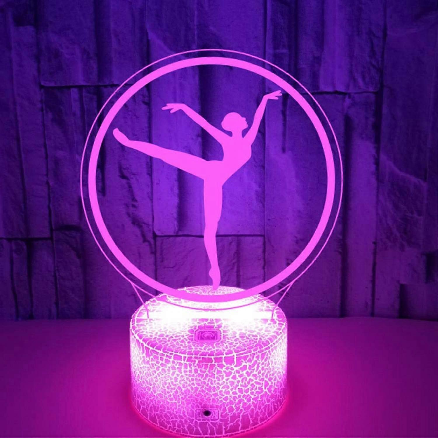JUSTUP Ballerina Night Light Colorful 3D Light with Touch Remote Control Desk Lamp 3D LED Illusion Light --- Crack Seat