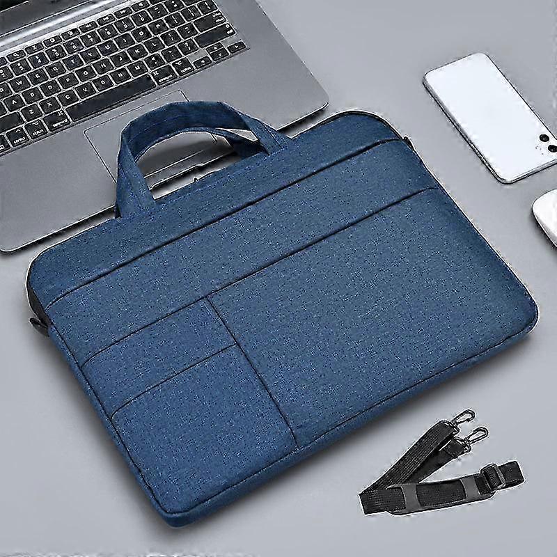 תיק מחשב נייד אופנה מחשב עסקי תיק כתף דק תפוח xiaomi Huawei Asus תיק מחשב נייד 15.6 אינץ '(כחול כהה עם רצועת כתף)