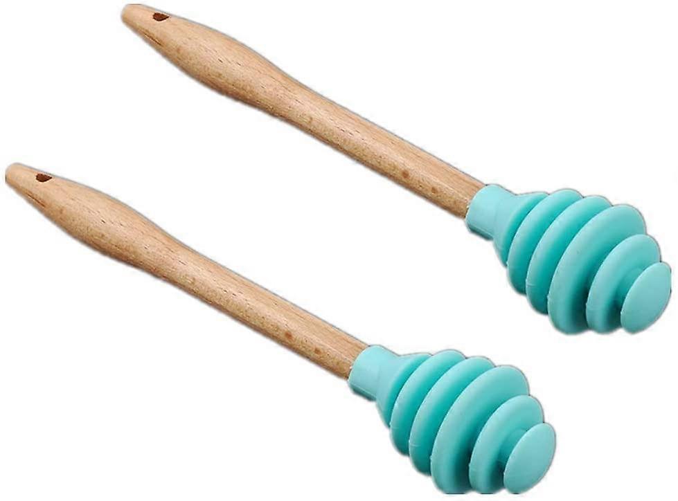2 Pack Silicone Honey Dipper Spoon Drizzle Stick Honey Mixing Stirrer Dip Spiral Server Kitchen Gadget Tool (Random Color Delivery)