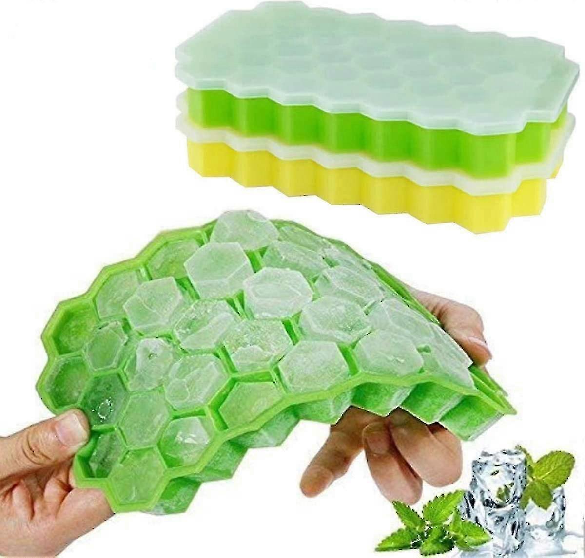 Ice Cube Tray, 2 Pieces Silicone Ice Cube Tray 37 Compartment Ice Cube Tray