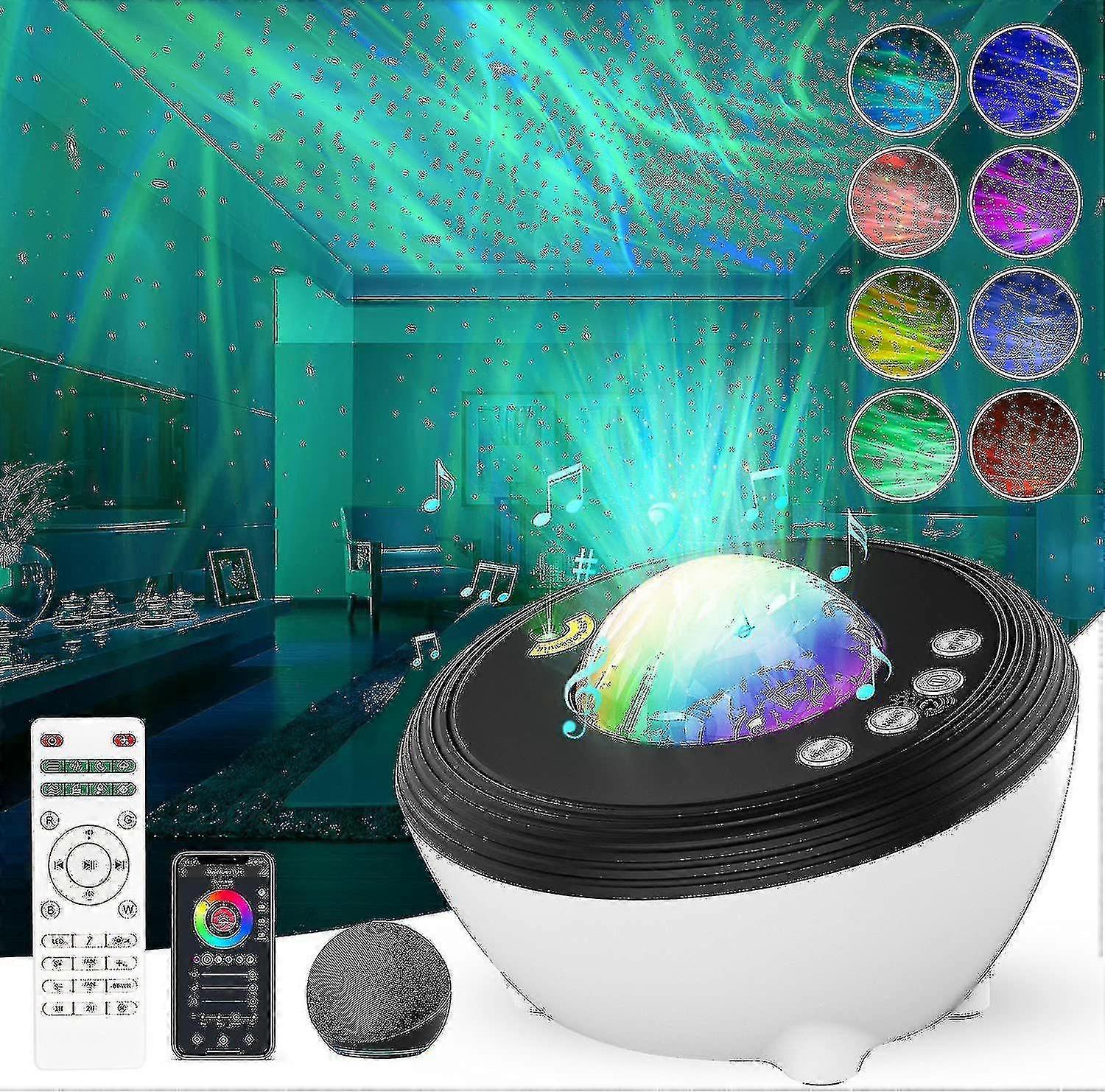 Projector Night Lights, With Remote Control, White Noise, Timer Bluetooth Music Speaker(white)