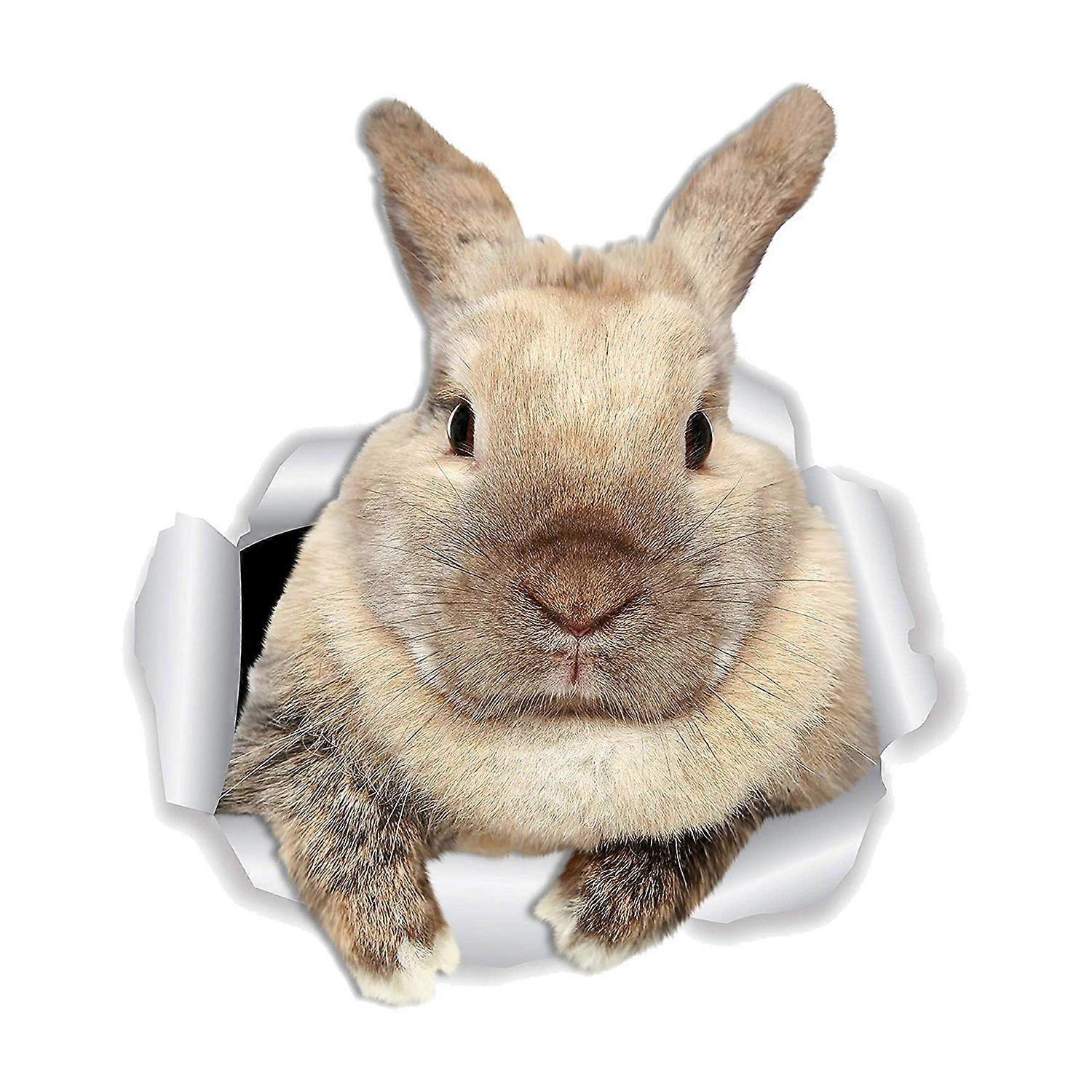 Wall Sticker 3D Visual Effect Self-adhesive Detachable PVC Easter Rabbit Pattern Toilet Window