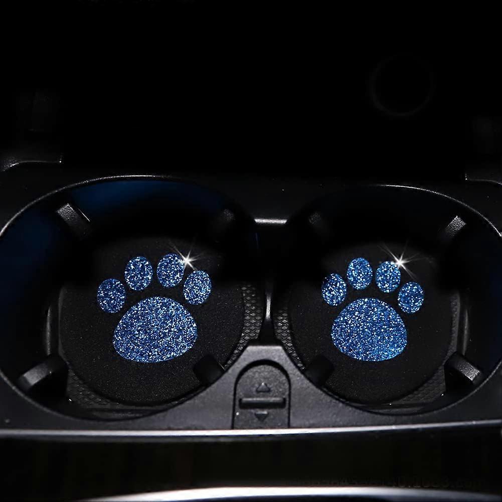 2pcs Car Universal Water Coaster Creative Dog Paw Print Pattern Round Coaster Drink Tea Cup Milk Tea Non-Slip Mat Kitchen Tabletop Protection Coffee T