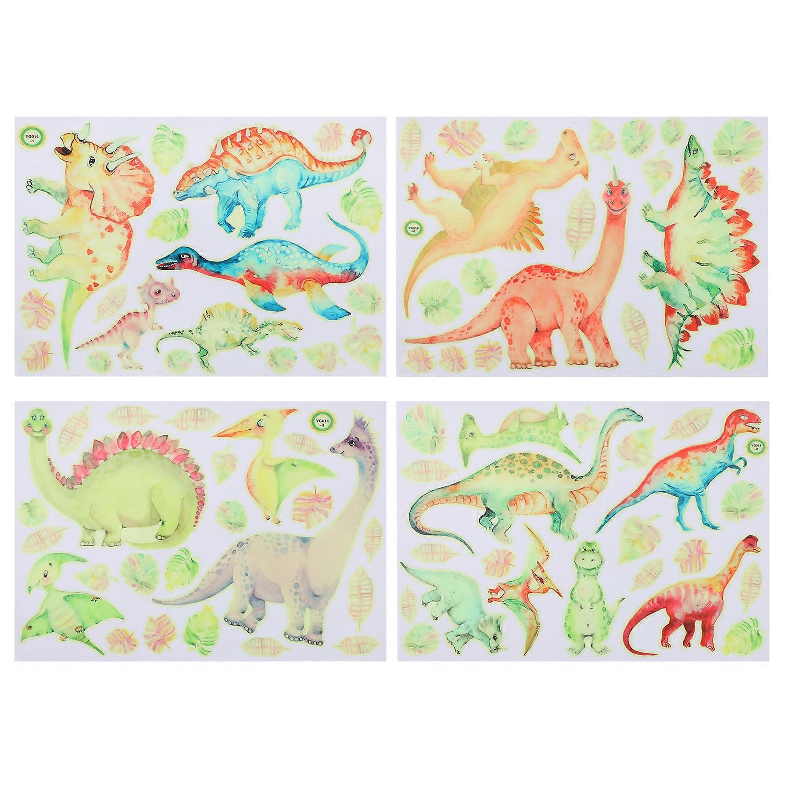 4 Sheets Kid Room Wall Sticker Wall Dinosaur Decal Wall Background Decorations