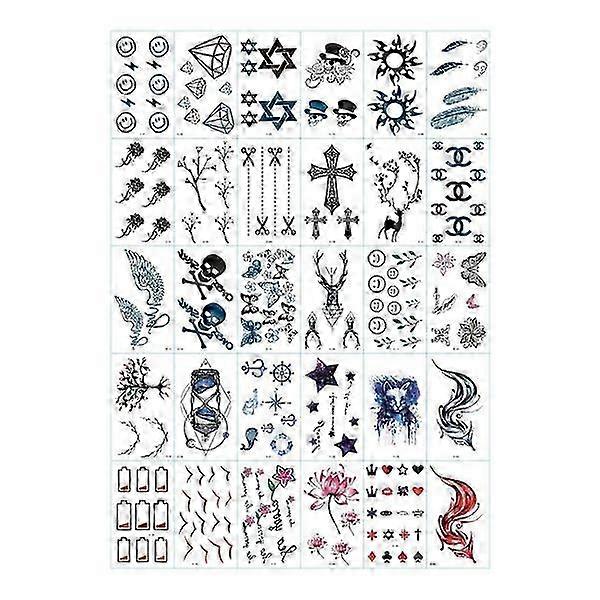 30 PCS Multicolored Temporary Tattoos, Fake Tattoo Style1