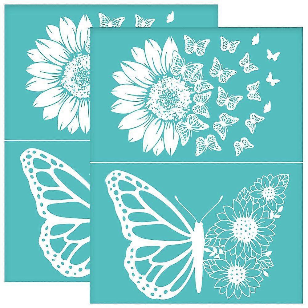 Self-Adhesive Silk Screen Printing Stencil for Painting on Wood DIY Decoration T-Shirt Fabric Turquoise Butterfly 280x220mm