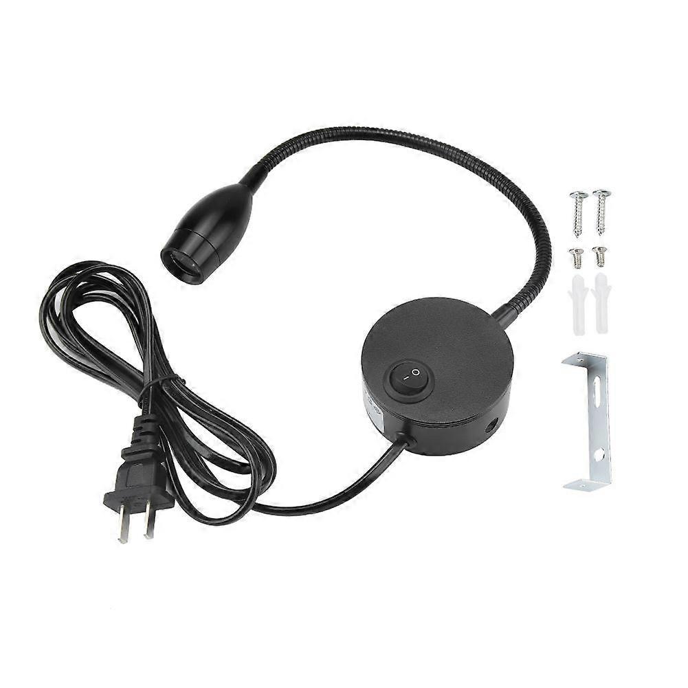 Black Durable Adjustable Bedside LED Light Lamp for Hotel Bedroom 50~240V(US Plug)