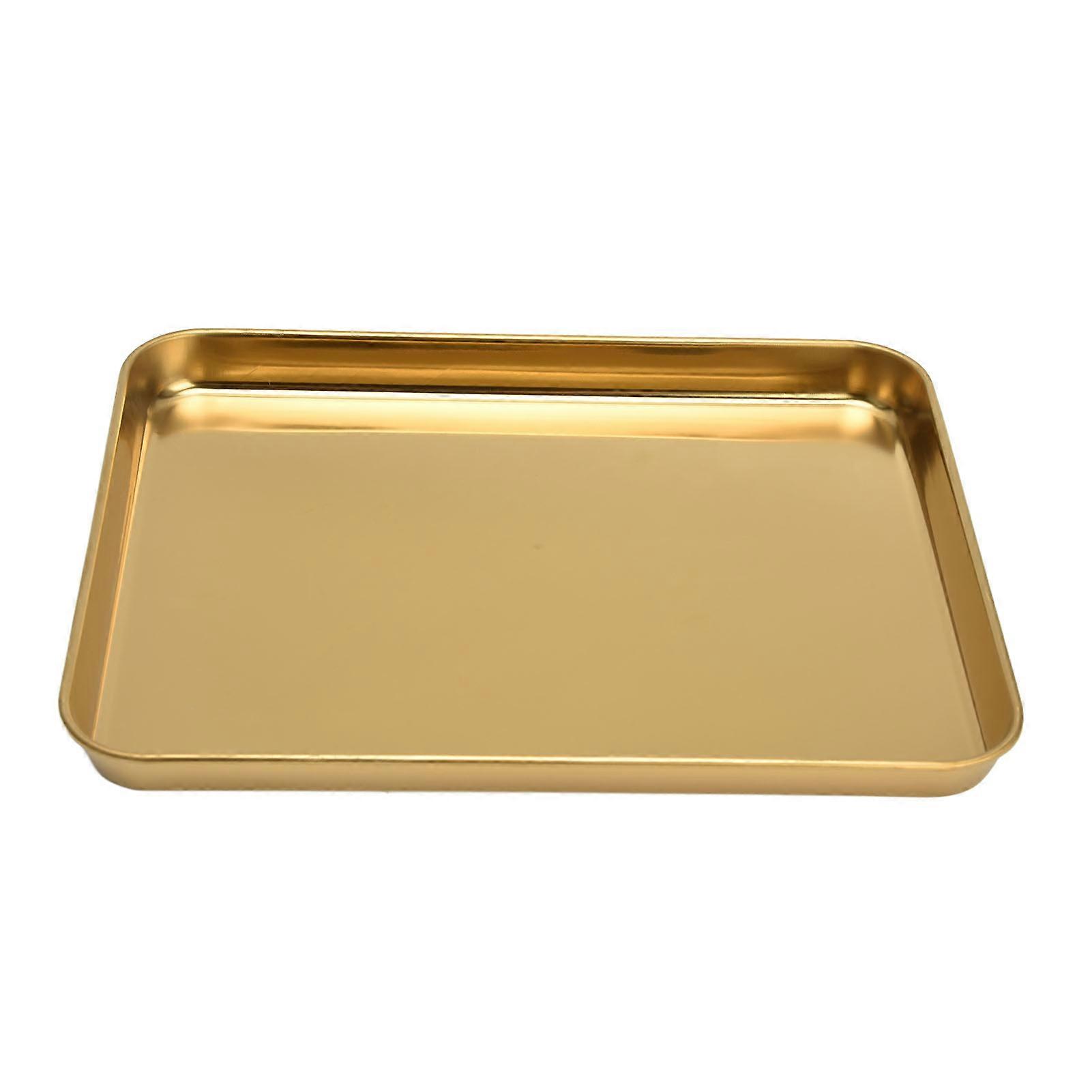 Stainless Steel Rectangular Tray Flat Bottom Plate Restaurant Home Golden Flat Bottom Tray