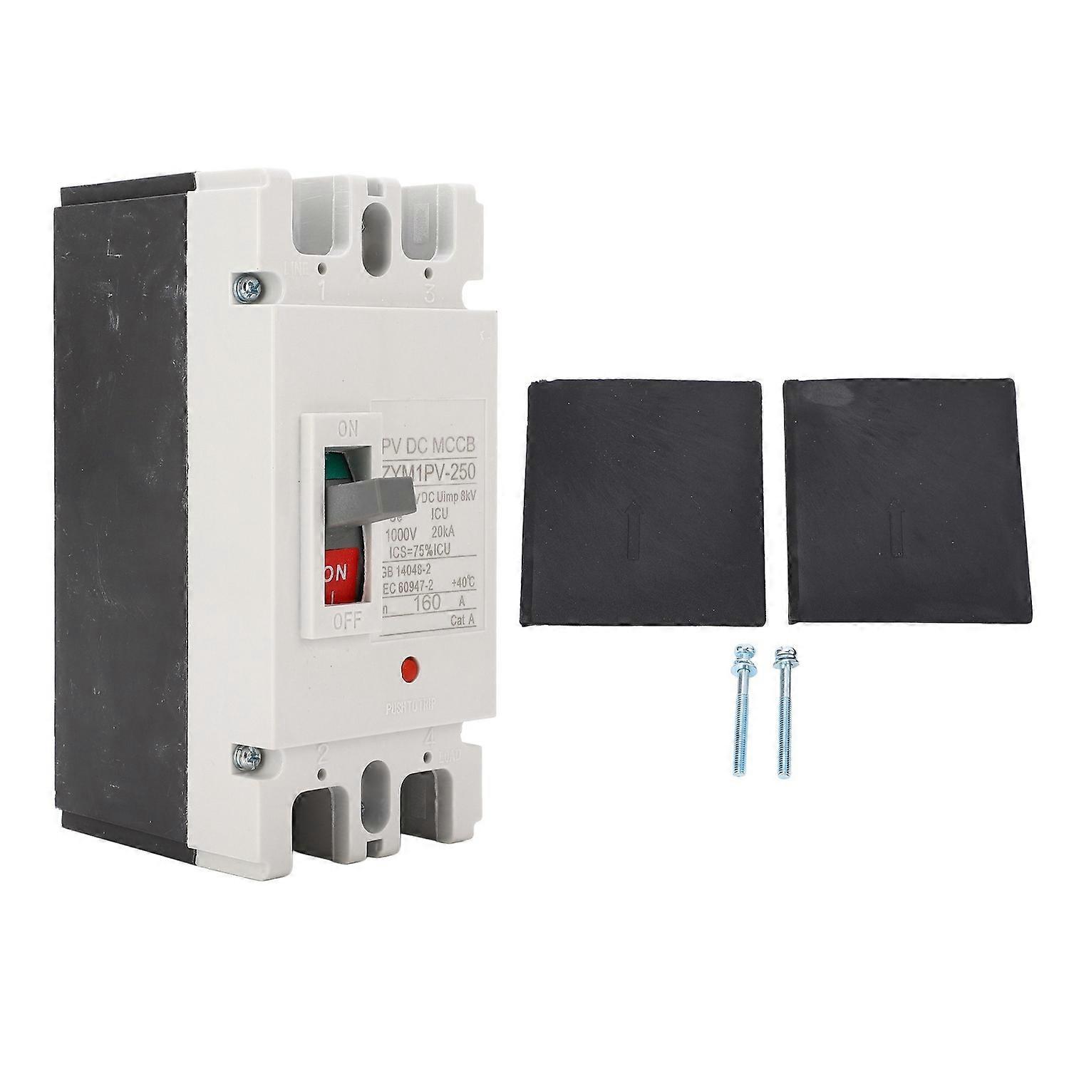DC Circuit Breaker 2P 160A 20KA Breaking Plastic Shell Silver Alloy Contact Short Circuit Protection