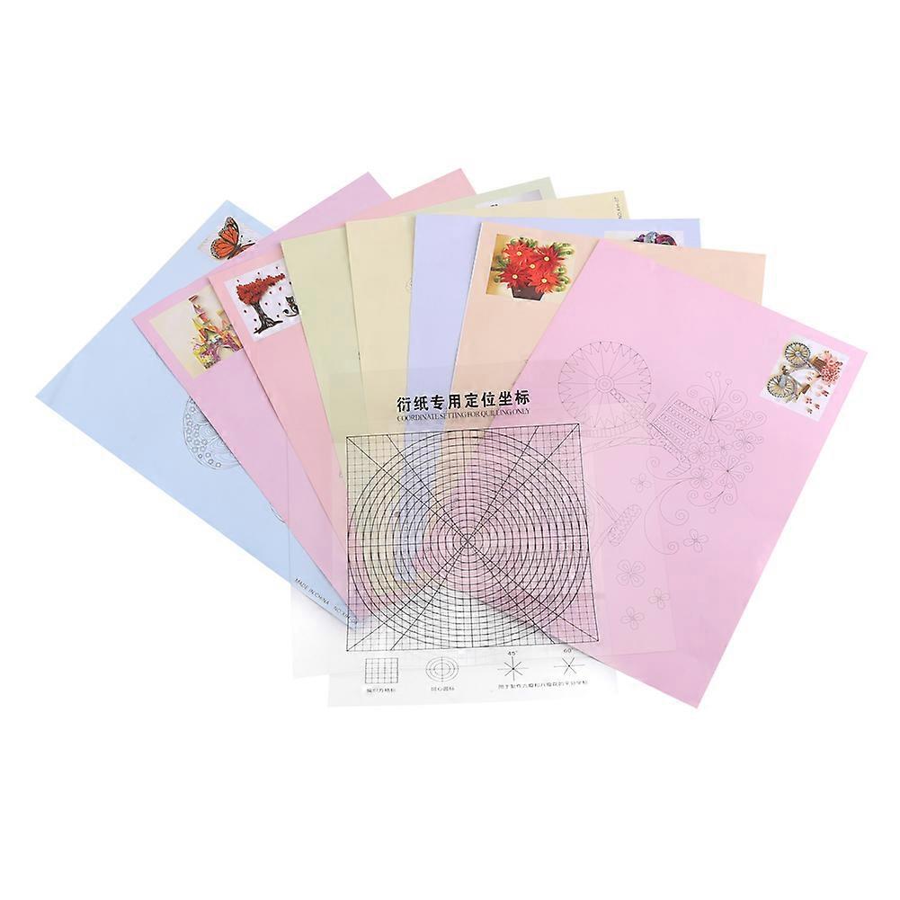 8Pcs 16 Pattern DIY Release Drawing Locating Paper Quilling Tool Craft Decoration Set