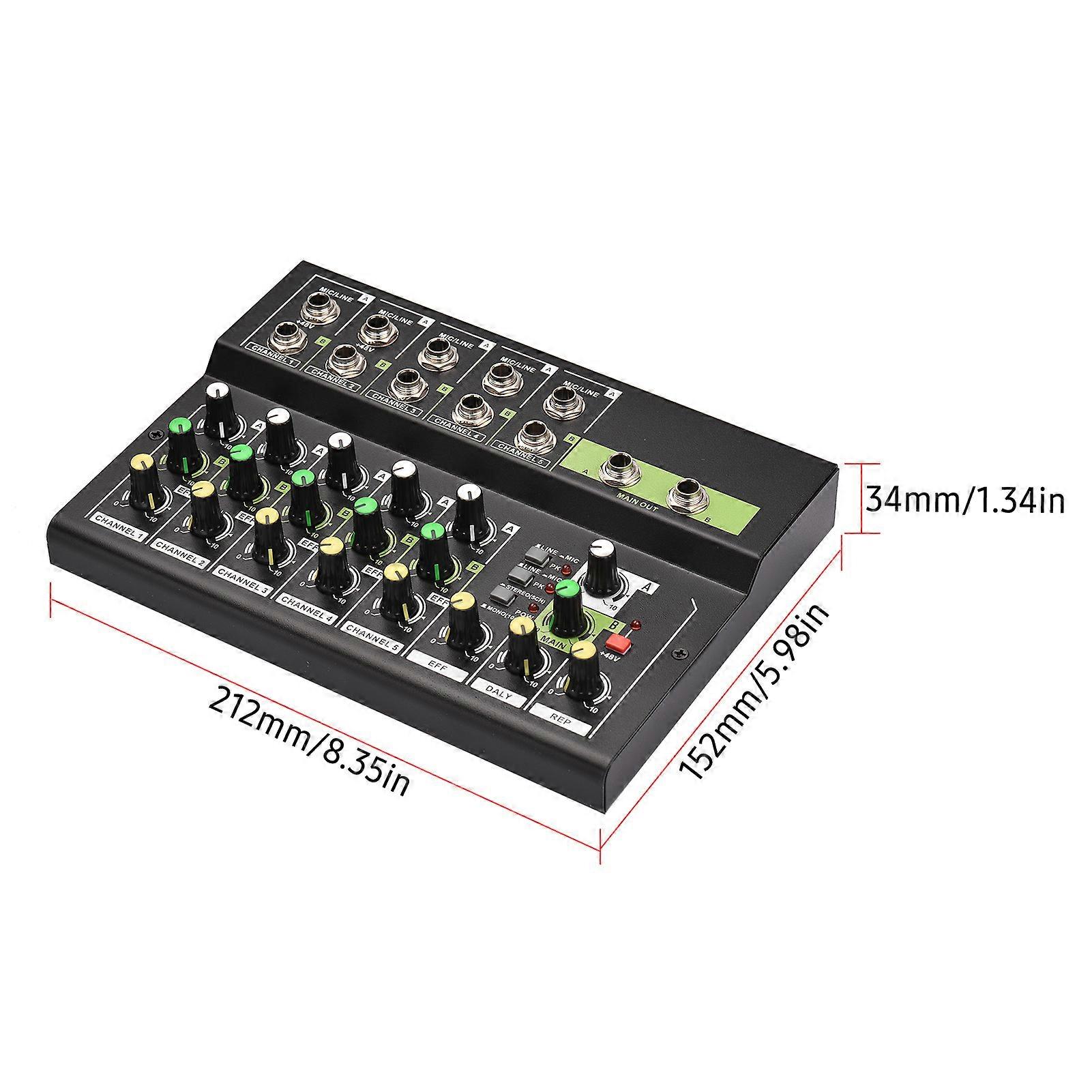 10-Channel Mixing Console Digital o Mixer Stereo Mic/Line Mixer with Reverb & 48V Phantom Power for Recording DJ Network Live Broadcast Karaoke