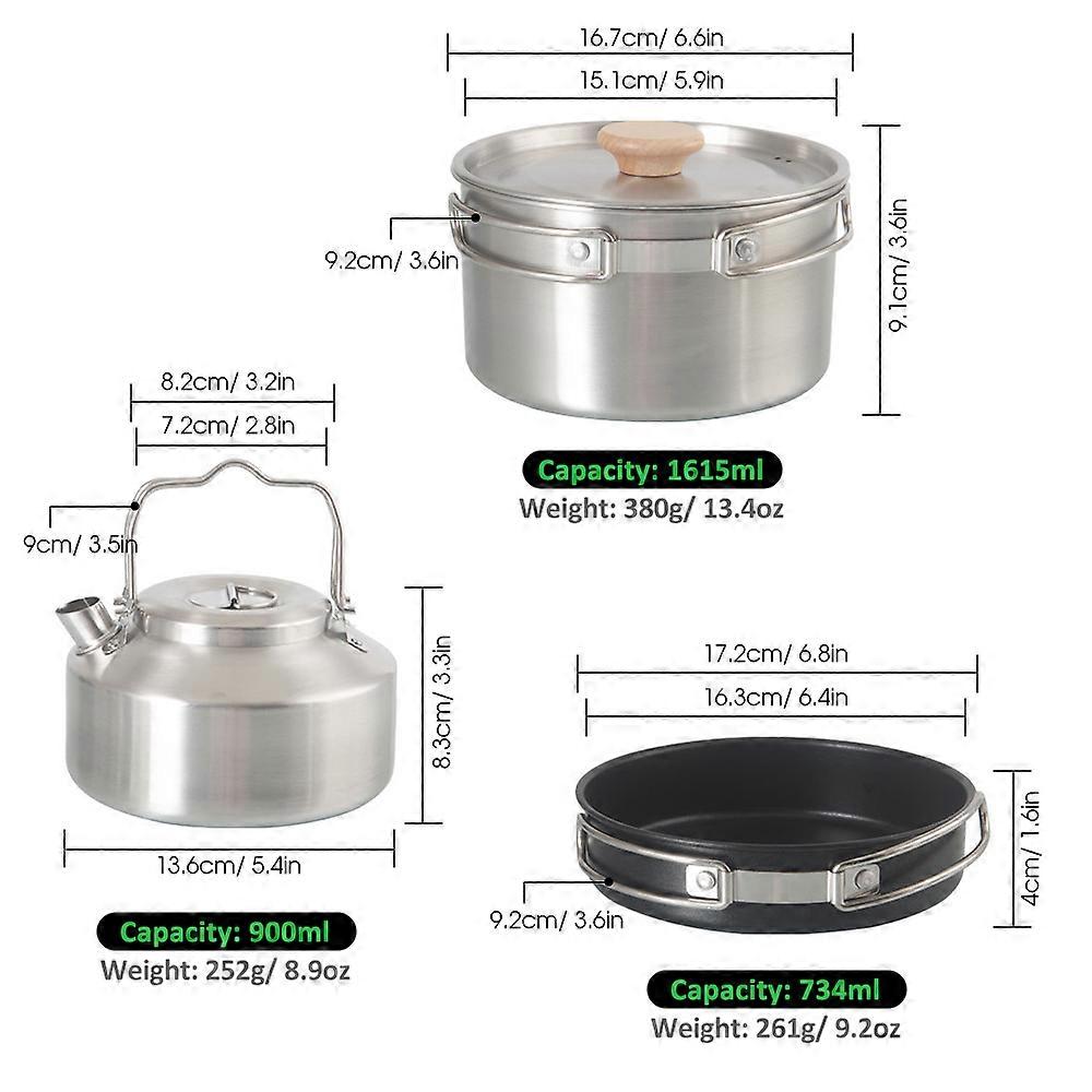 Camping Cookware Set Foldable Backpacking Camping Pots and Pans with Kettle