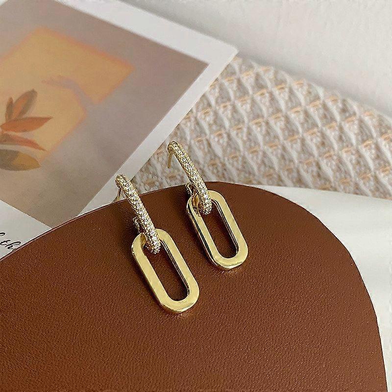 Silver Dangle Earrings With Shiny Zirconia Elegant Minimalist Style Copper Jewelry For Women Casual Daily Gift