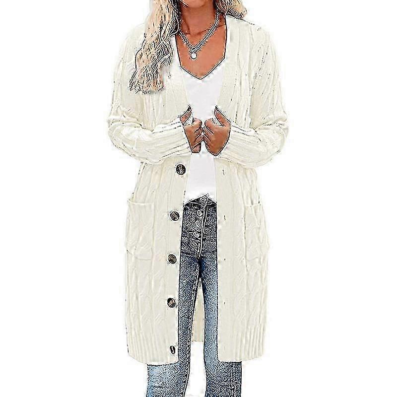 Kvinnors mode långärmad lös lång damer tjock stickad kofta