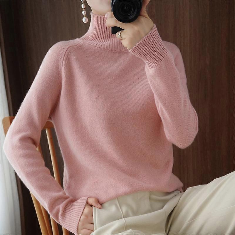 New Spring Autumn Women's Sweater Turtleneck Pullover Slim Solid High-quality Warmth Comfort Pendulous Feel Knitted Jumper