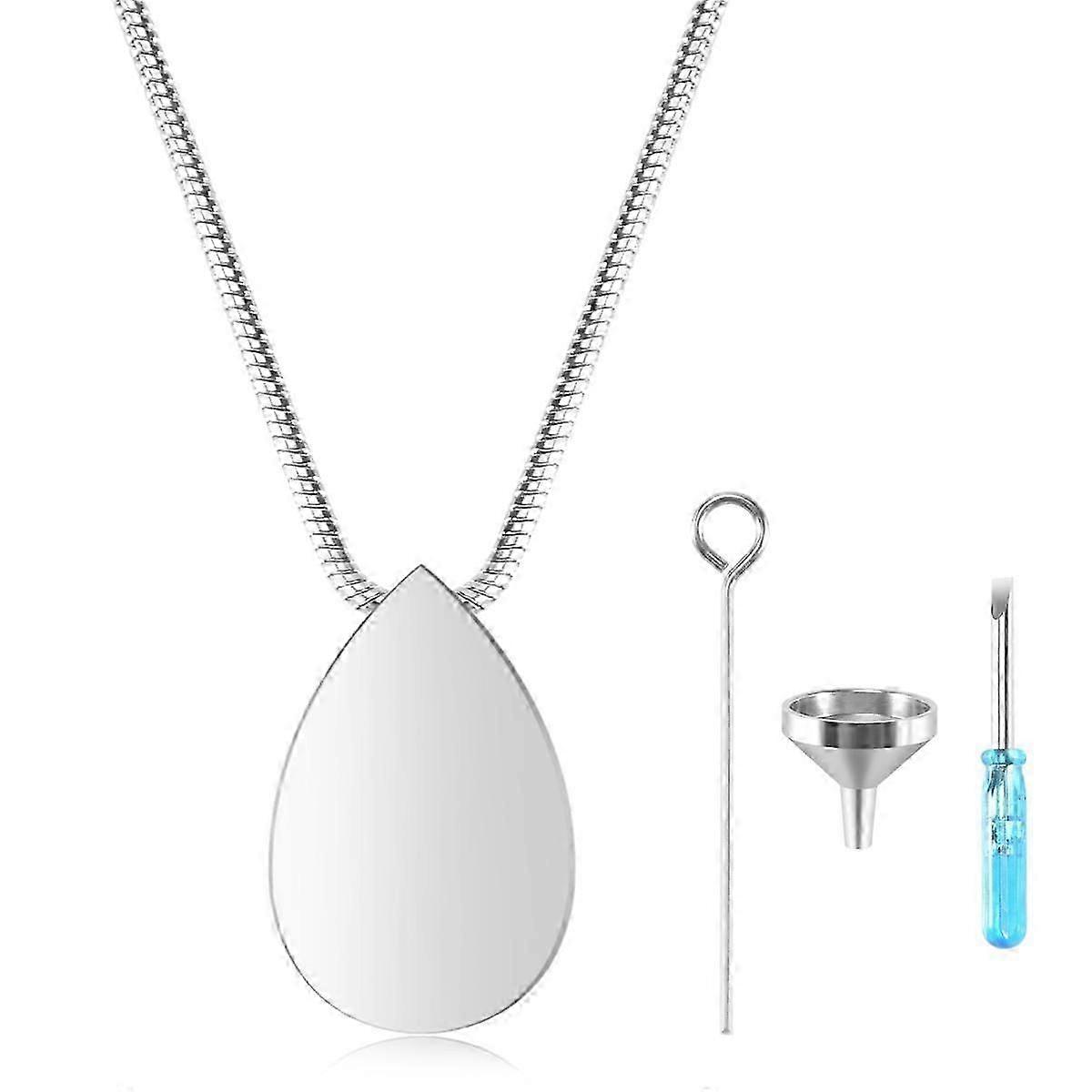 Personalized Teardrop Shape Of Waterdrop Cremation Urn Necklace With Fill Kit For Ashes Cremation Jewelry