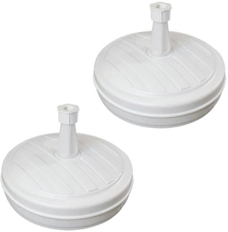 Pack Of 2 13kg / 13 Litre Capacity Water Filled Garden Parasol / Umbrella Base In White