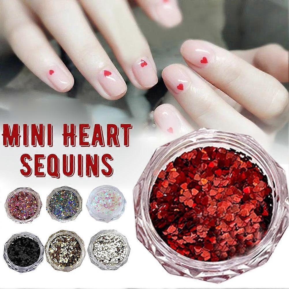 1mmミニラビングハートシェイプグリッターパウダーネイルチャームゴールド&シルバーパウダー
