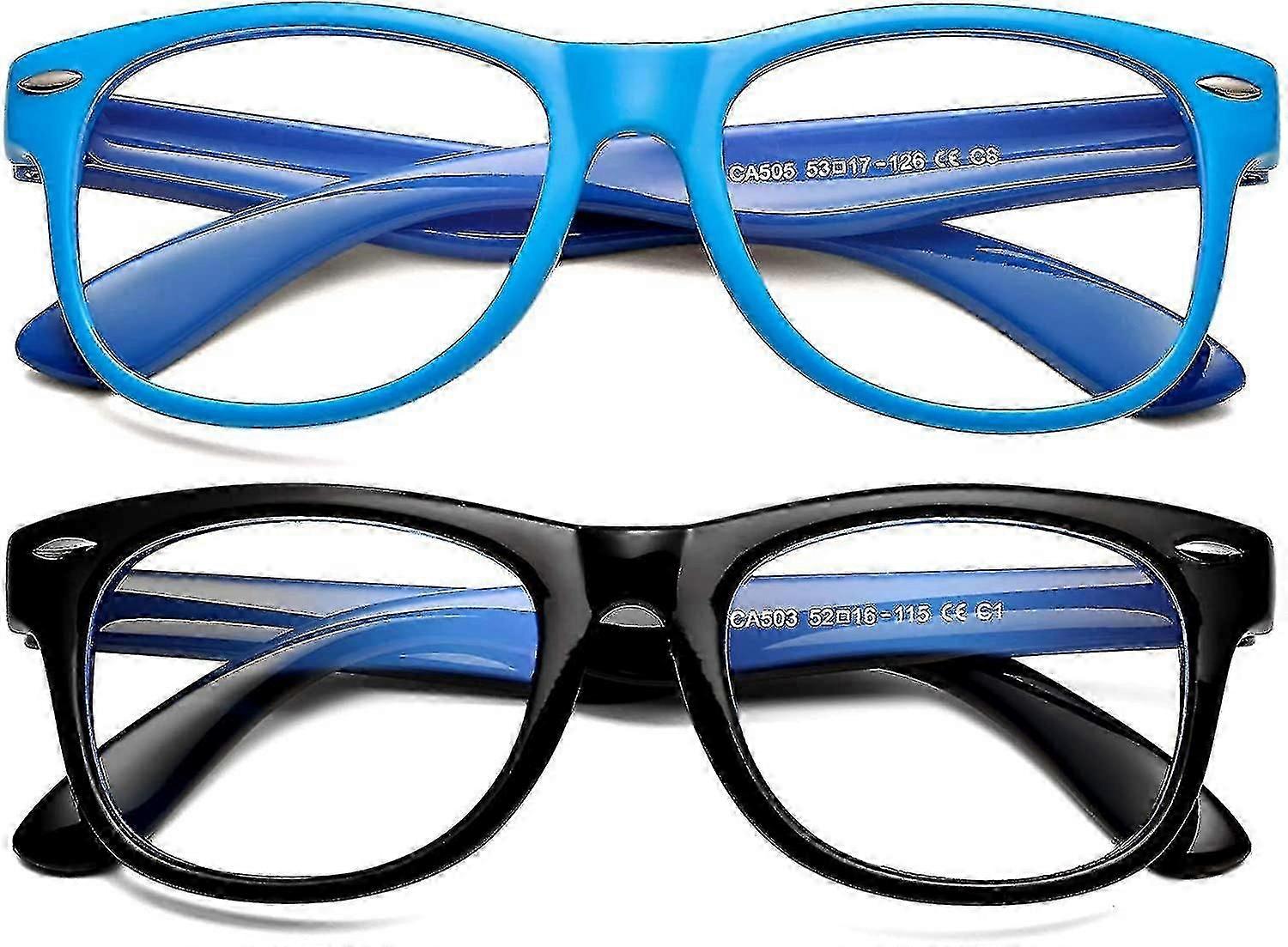 2er Pack Kinder Blaues Licht blockierende Brille Jungen Mädchen, Anti-Augenbelastung Kopfschmerzen, Unzerbrechlicher Rahmen, Alter 3-12
