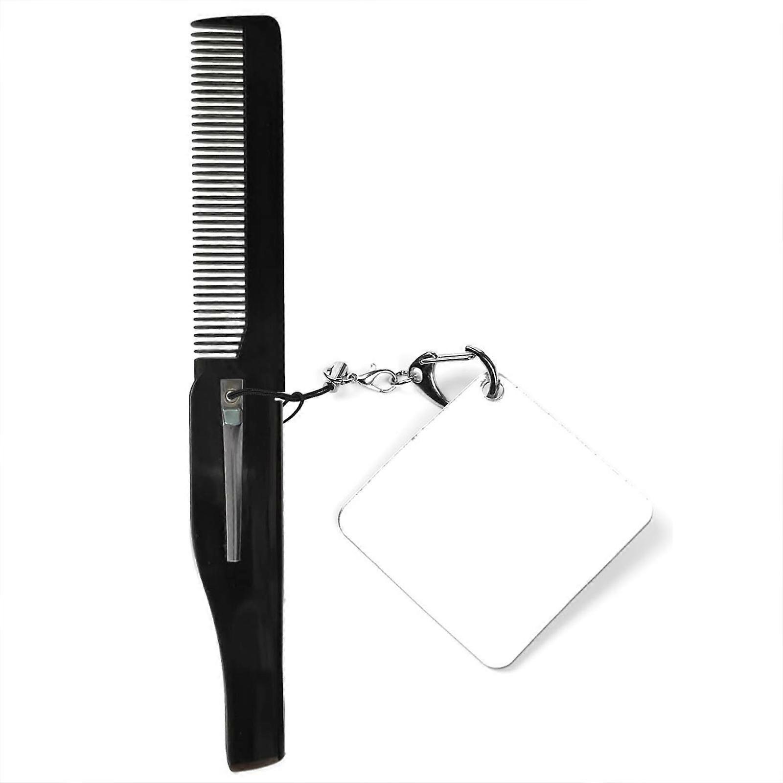 Multifunctional Folding Pocket Comb with Small Mirror Anti-Static Hair Beard Care Comb Mustache Styling