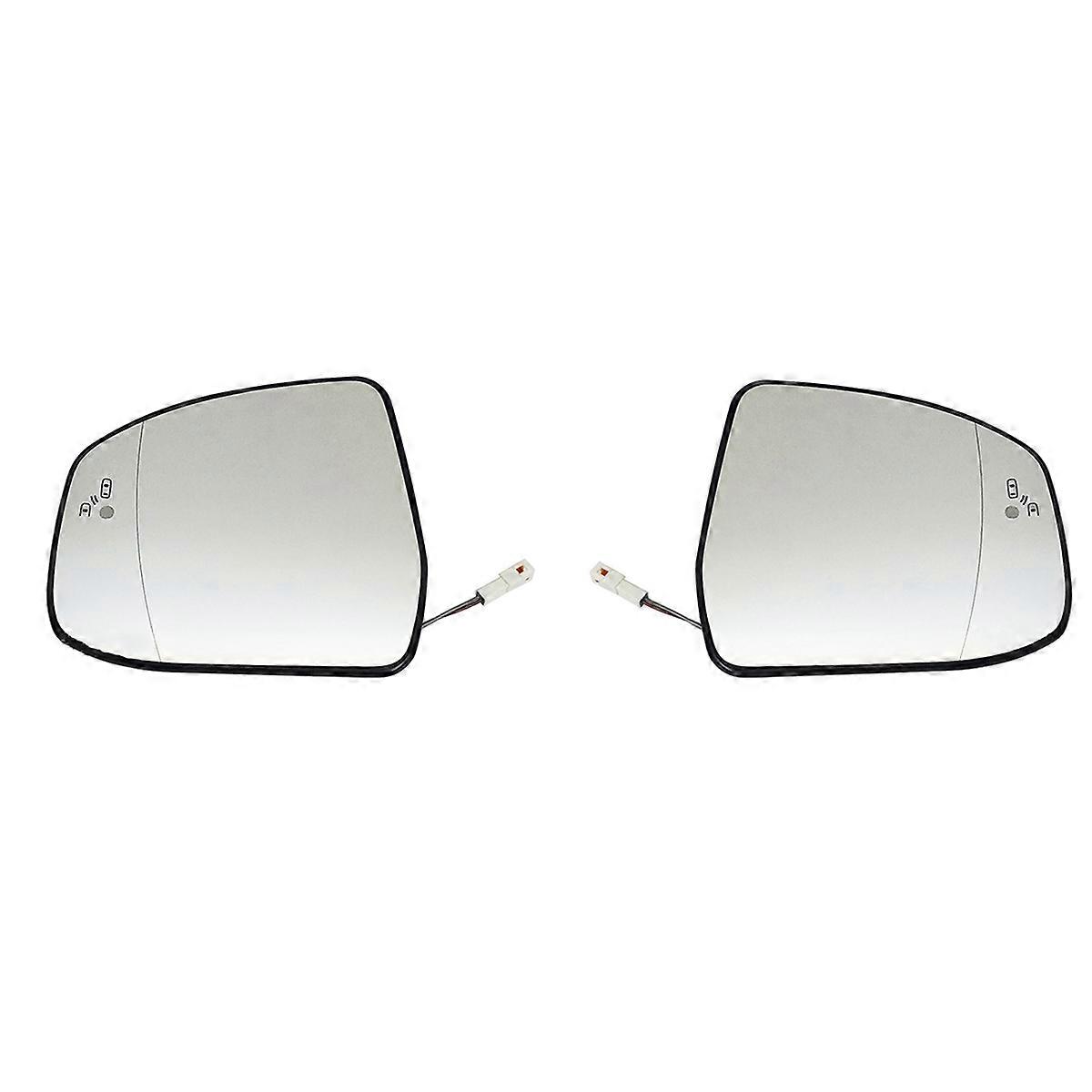 2Pcs Door Wing Side Mirror Glass Heated Blind Spot Warning
