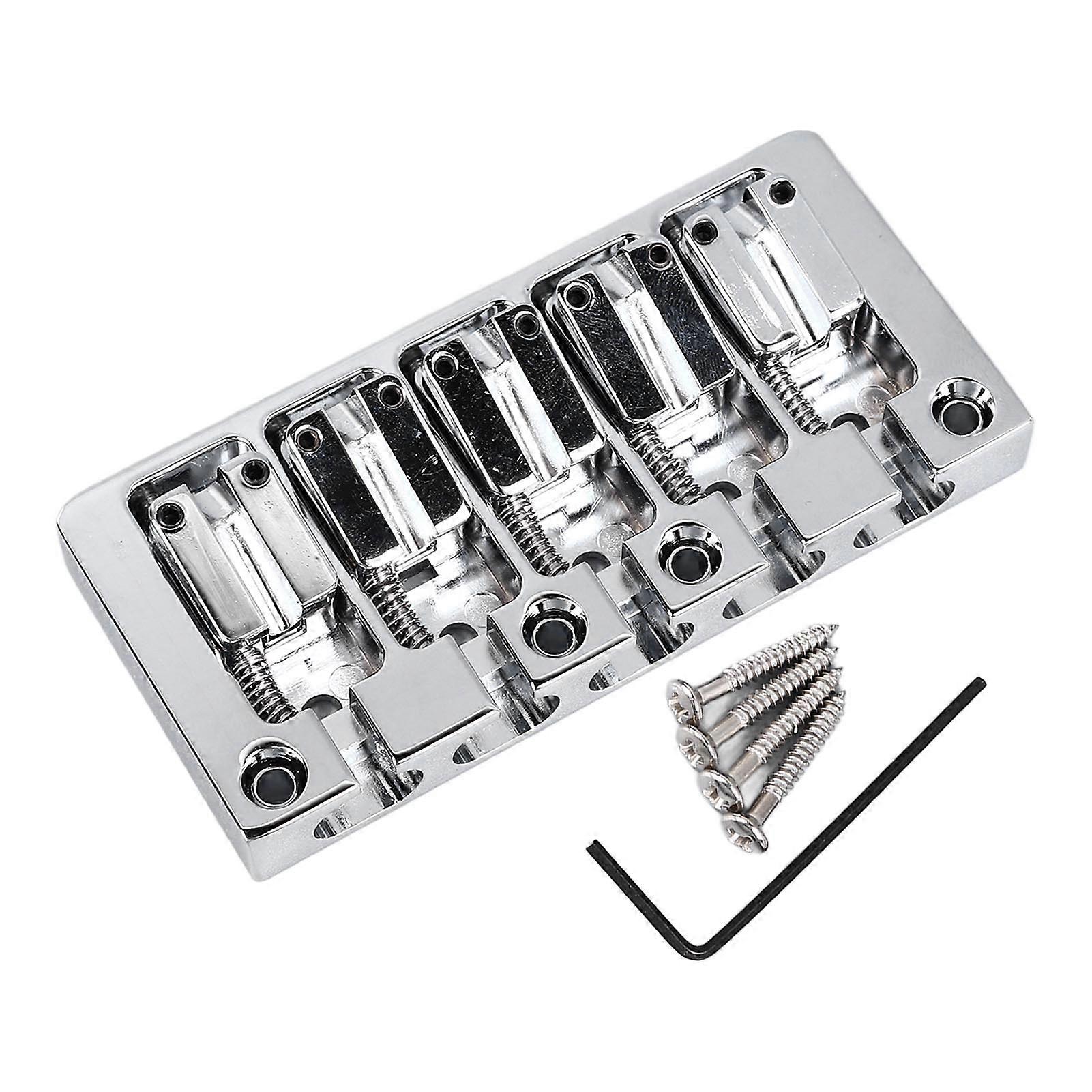 Bass Bridge Flip Top Micro Adjustable 5-String Silver Metal Replacement