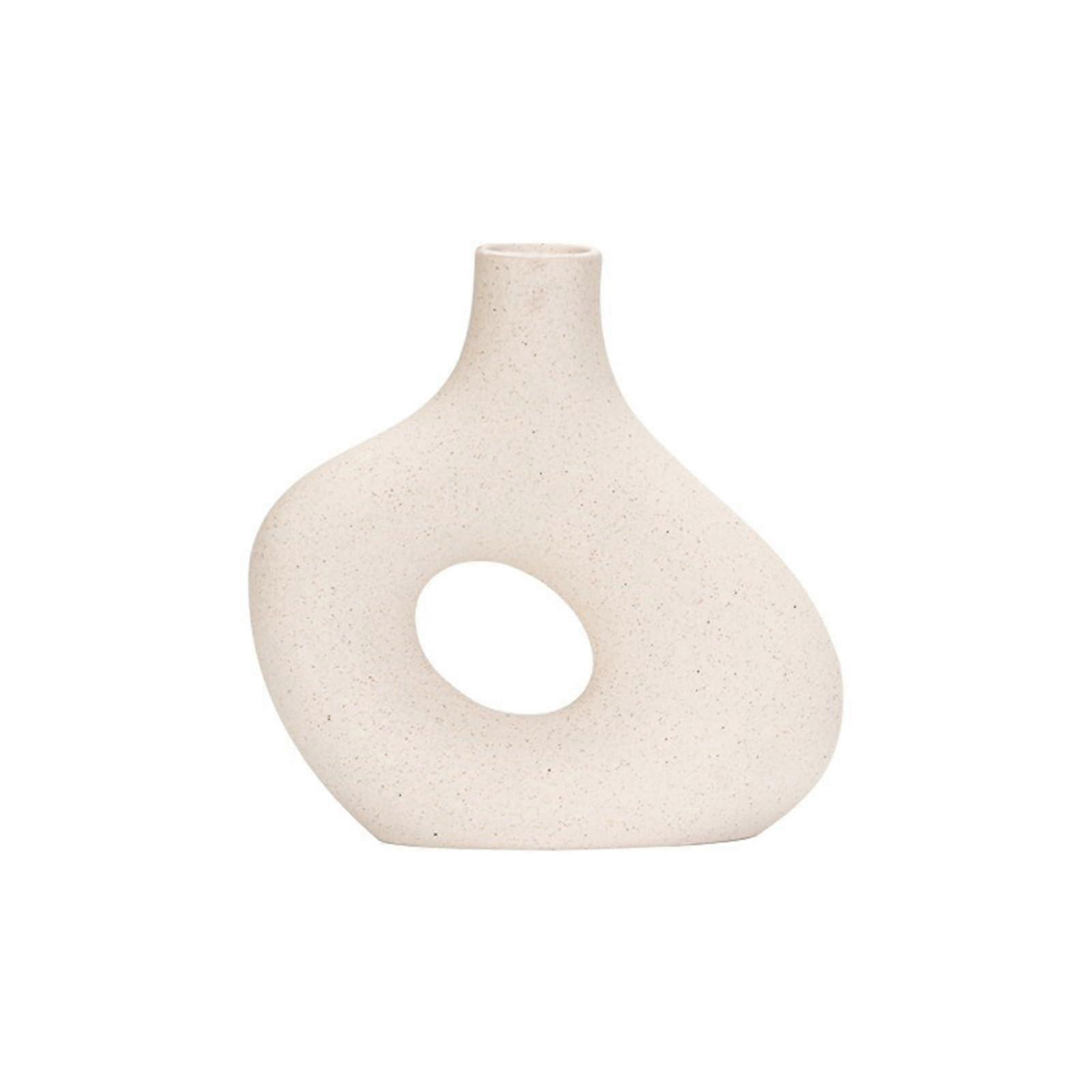 White Ceramic Simple Rustic Vase for Table Decoration Small Size