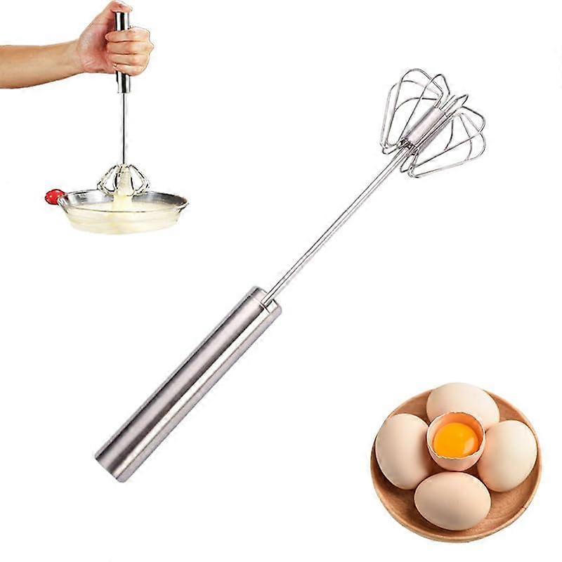 Stainless Steel Semi-Automatic Whisk Egg Mixer, Hand-Pushed Kitchen Tool, Durable and Easy to Use, Perfect for Baking