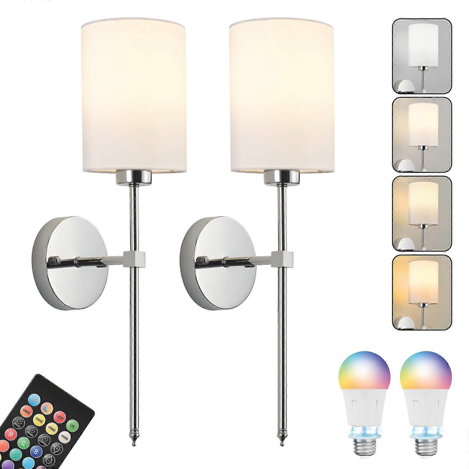 Battery powered double wall light, wireless charging light wall remote control, amber light/warm white/natural white/daylight/RGB