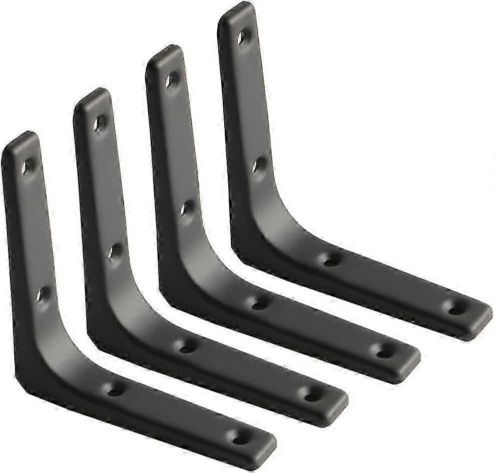 Wall Shelf Bracket,Matte Black Metal Bracket,Metal Shelf Bracket 100mm*100mm,4pcs