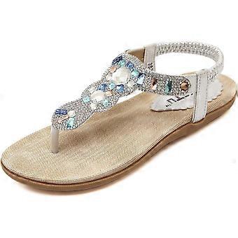 Dames Bruiloft Sandalen Kristal met Strass Kralen Boheemse Jurk Flip-flop Gladiator Schoenen Plus-size