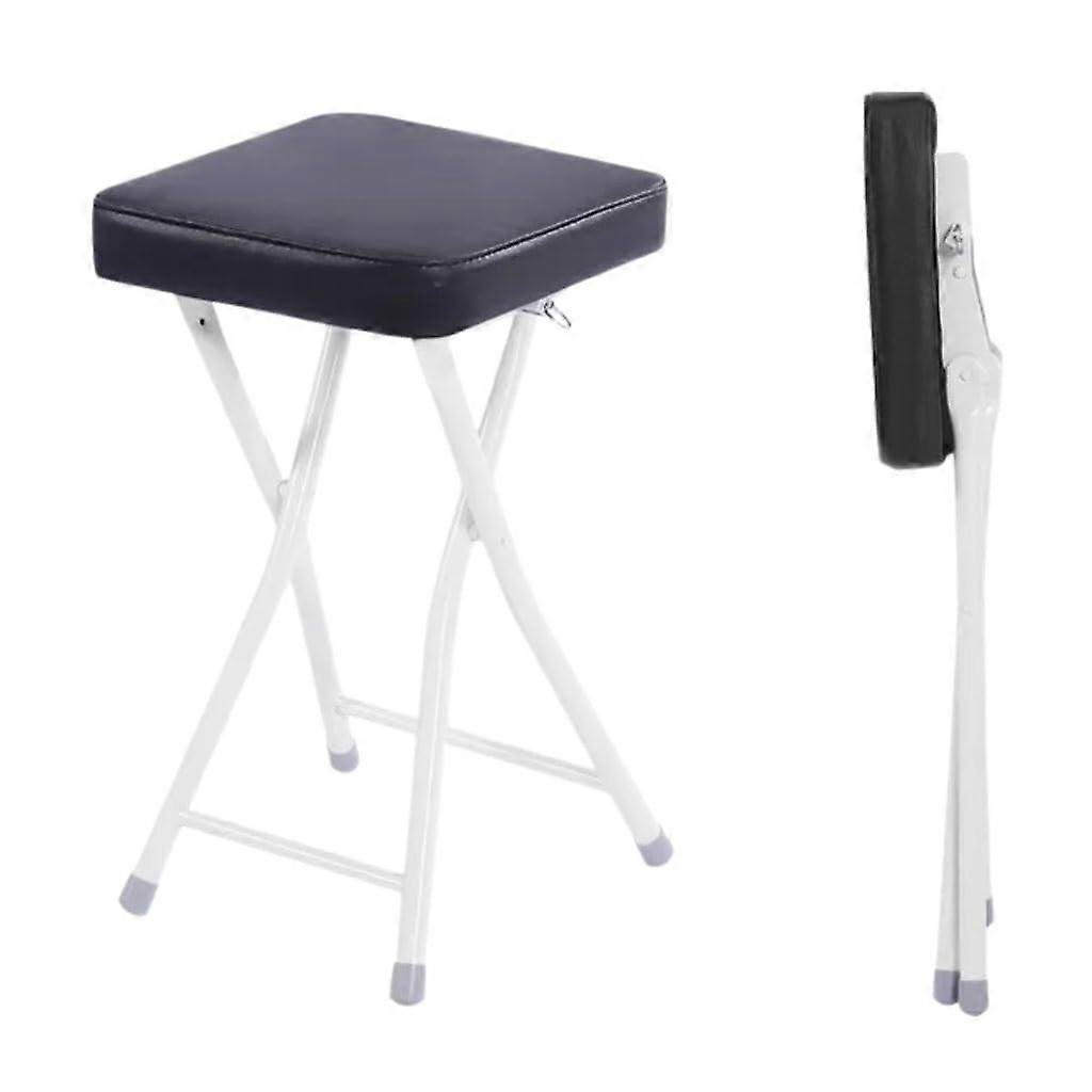 Bar Chair with Cushioned Padded, Folding Kitchen Stool with Back(Black)