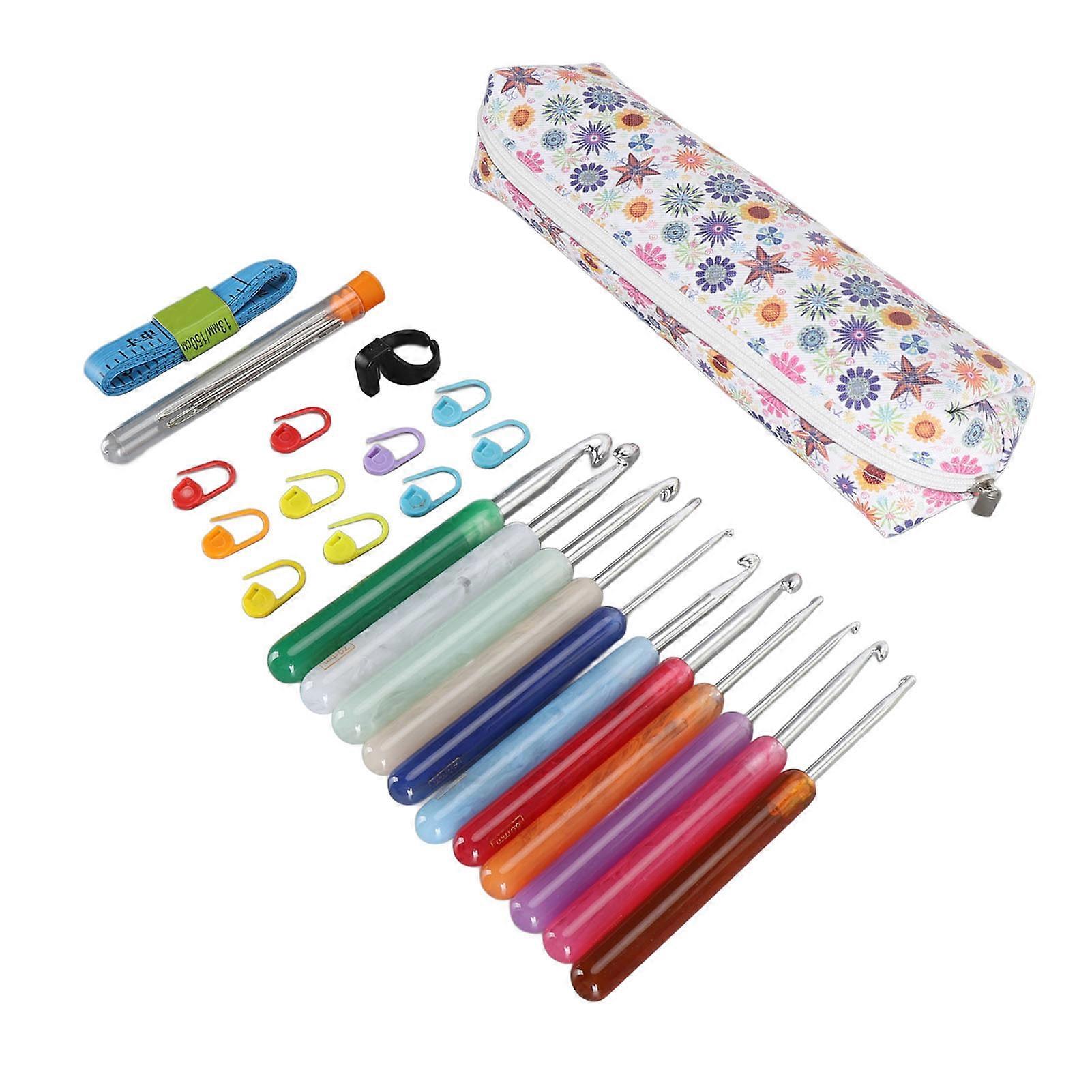 Crochet Hooks Set Ergonomic Handle Soft Grip Smooth Needles Knitting Tools Kit for Beginners Arthritic Hands 2.5mm‑8mm 