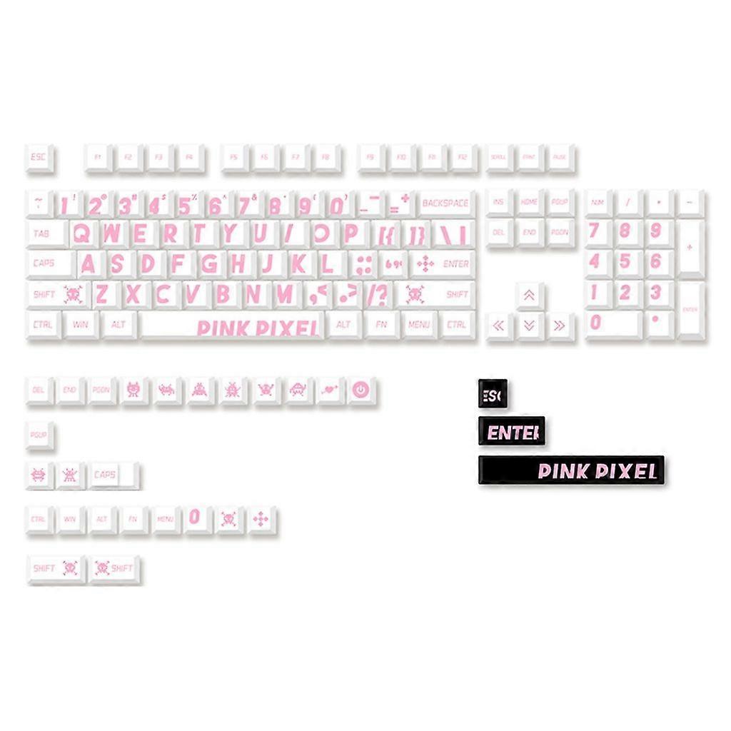 132 Keys Large Characters Keycaps for Game Mechanical Keyboard Pink Keycap Set