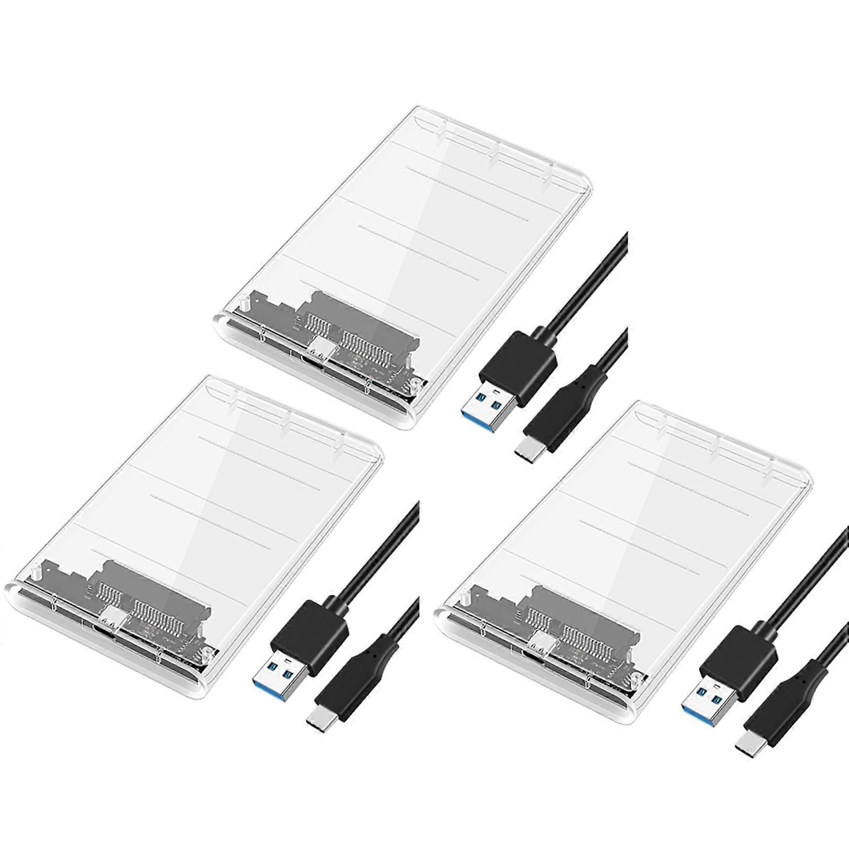 3X USB3.0/Type-C HDD Enclosure of 2.5 Inch Hard Disk Case SSD to SATA3 USB 3.0 Transparent HDD Box USB C HDD Case 5Gbps