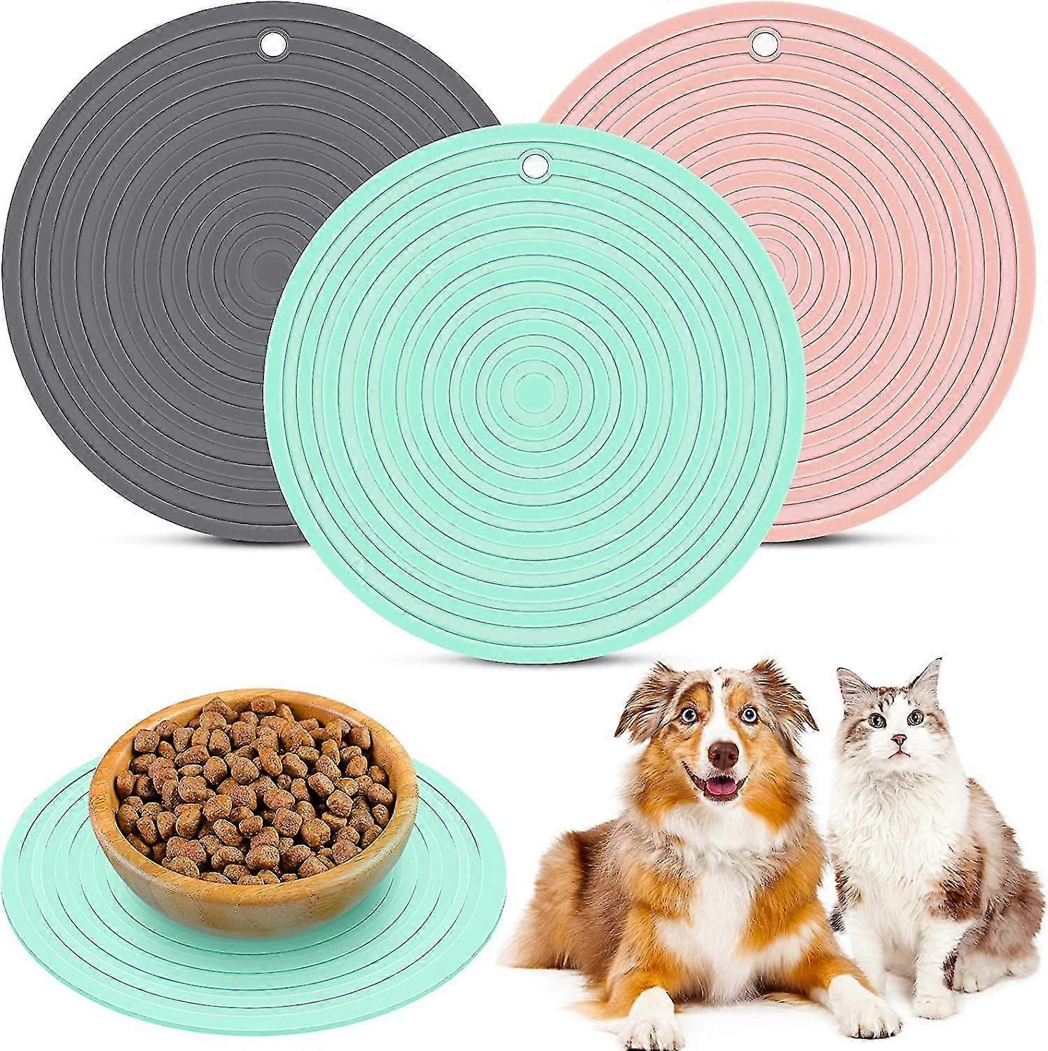 3 Pieces Silic Pet Food Mat Pet Mat For Dog And Cat Food Bowl Place-mat Ing Food And Overflow